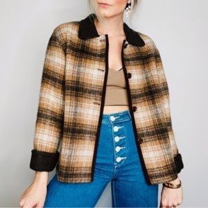 Vintage Norton McNaughton Women’s Wool Blend Brown Plaid Button Up Size Medium